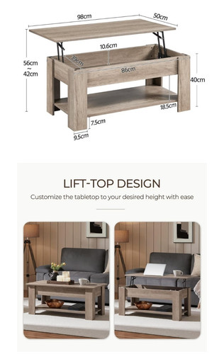 Rectangular lift top - top, coffee
