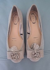 Silver sparkly flat shoes, wide fit size 3 (36)