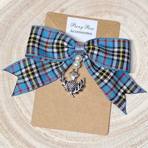 Scottish blue tartan - brooch, |