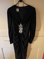Vintage Zandra Rhodes Black Sequinned Cocktail Dress Size 10