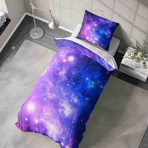 Purple blue galaxy duvet - purple,