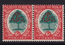 South Africa 1933-48 6d green and vermillion  pair  Sg61-Lightly mounted mint