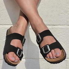 Oxygen Paris Womens Ladies Black Slip On Adjustable Slide Sandals Size 4-10