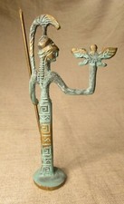 Vintage Green Bronze Olympian Goddess Athena Statue With Spear & Nike Victoria