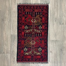 102 x 53cm Vintage Handmade Afghan Carpet Door Bath Mat Small Oriental Wool Rug