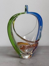 Vintage Sklo Union Mstisov Frantisek Zemek Rhapsody Glass Bowl Basket MCM 1960s