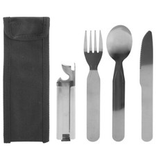 Camping Stainless Steel Cutlery Set 5pc Knife Fork Spoon Cooking Military Army