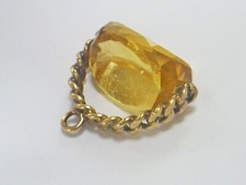 ANTIQUE EDWARDIAN GOLD FILLED CITRINE SPINNER  WATCH FOB PENDANT