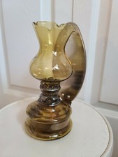 Amber Glass Oil Lamp w/