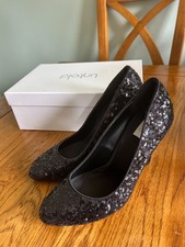 Untold Ladies Black Sequinned Court Shoe Christmas Party Sz 6 Worn Once
