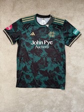 Notts Outlaws T20 2025 Cricket Shirt Adidas L Mens Gold/Green SIGNED. Duckett 