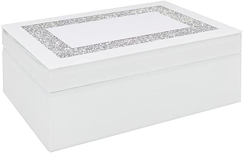 White crystal jewellery box - white,