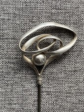 Charles Horner Silver 8”. Antique Hat Pin Twist And Globe