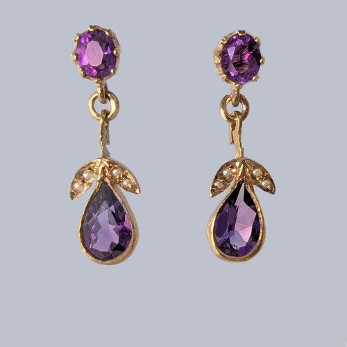 Vintage 9ct gold amethyst - gold, seed