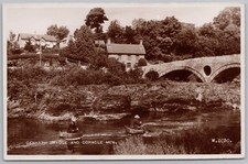 CENARTH Carmarthenshire Coracle Men at the Bridge RP Postcard