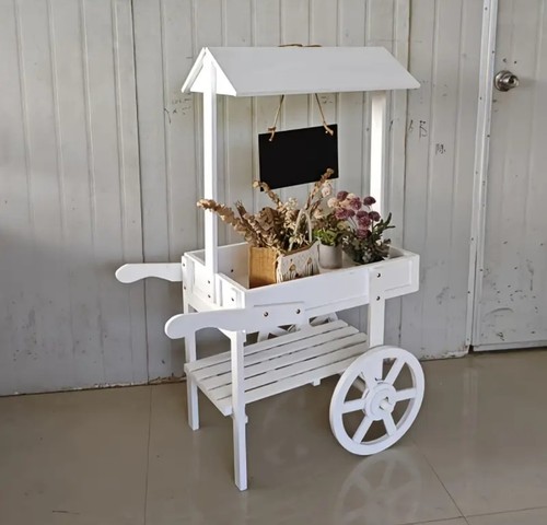 Wooden plant trolley cart - wooden,