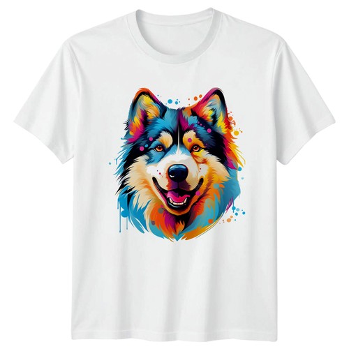 Colorful husky face shirt - face, t-shirt