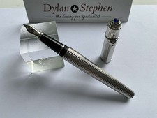 Cartier Diablo Platinum Plated Godron fountain pen 18K medium gold nib