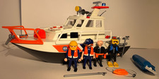 Vintage Playmobil Coastguard Boat with Extra Scuba Diver. Set 4448 and 4979