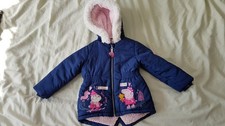 peppa pig unicorn blue Hooded Quilt Puffer Coat Jacket Size girl zip 2-3 years
