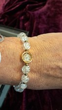 Clear Beaded Bracelet WithGold Accent. Stretchy Perfect For Christmas ?