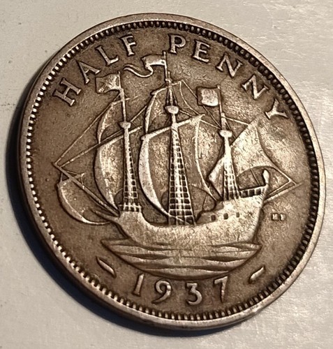1937 half penny coin king - penny,