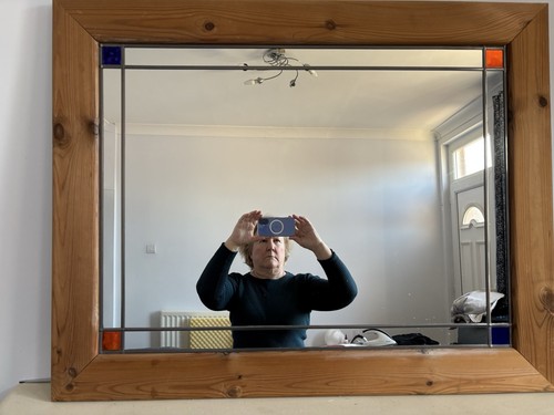 Large pine framed mirror - pine,