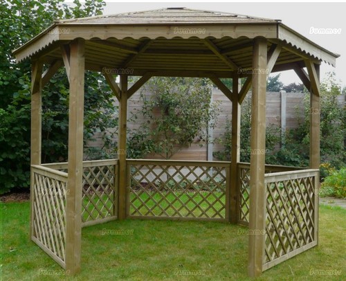 Hexagonal wooden gazebo - hexagonal,