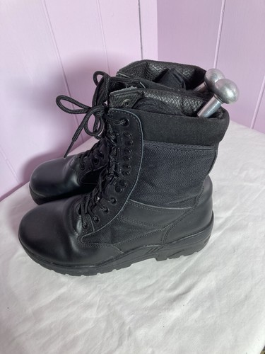Black leather boots army - leather,