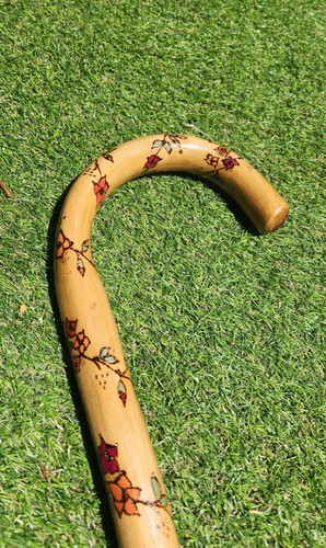 Floral wooden walking stick - floral,