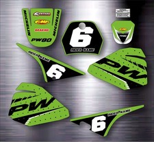 YAMAHA PW 80 GREEN GRAPHICS inc. Rider Name and Number Custom Stickers decals