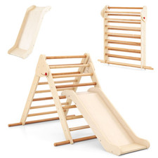 Toddler Playground Indoor Jungle Gym Wooden Montessori Climbing Toys-Natural