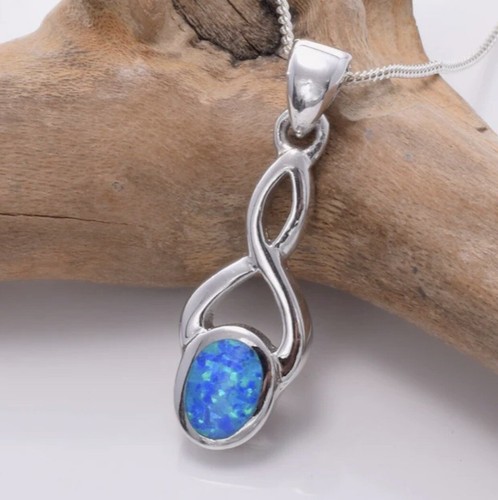 Blue fire opal - blue, pendant