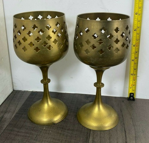 Candle holders brass stemmed - candle,