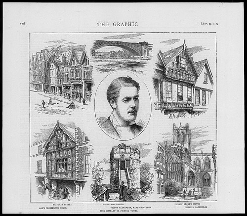 1874 antique print - antique, cheshire