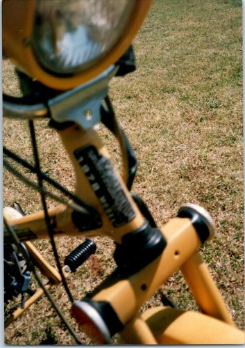 1970s yellow moped mini bike - yellow,