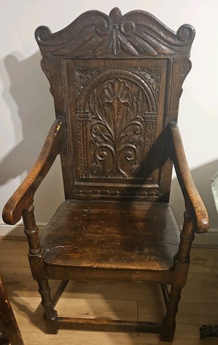 Antique oak carved inlaid - carved, &