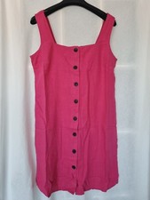 Next Women's Sleeveless Pink or Black Linen Blend Shift Dress