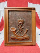 WWII Kings African Rifles Wooden Carving Plaque, Italian Prisoner of War Kenya