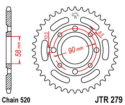 Rear black sprocket jtr279 - sprocket,