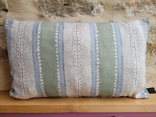 Linwood Dimity Stripe Fabric Linen Green & Eucalyptus Velvet Cushion Cover Obong