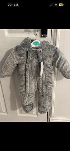 Grey faux fur hooded baby - grey,