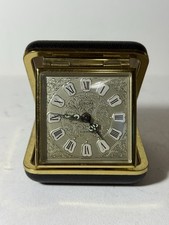 Vintage Europa Travel Alarm Clock Germany 2 Jewels Folding Case Working