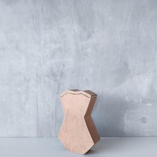 Hand made flat sculptural naive geometric unusual lidded vase studio pot