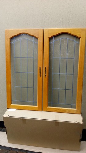 Pair solid light oak glass - pair,