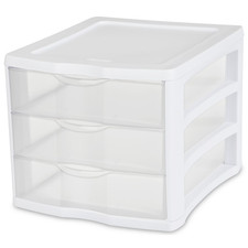 3 Drawer Unit, Clear Plastic