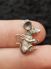 Old Vintage Sterling Silver Articulated Mouse Pendant Charm - Cute & Quirky 