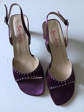 Rainbow Club Size 6 Maroon Satin Finish Sling Back Open Toe Heeled Sandal