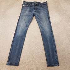 Diesel Mens Jeans 33x32 Blue Tepphar Slim Carrot Button Fly Denim W33 L32
