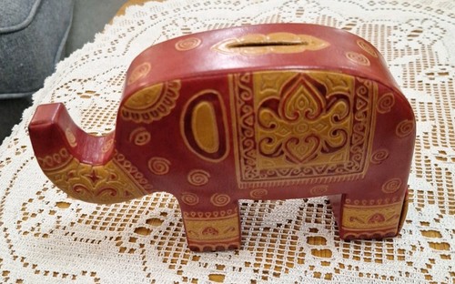 Vintage red leather elephant - leather,
